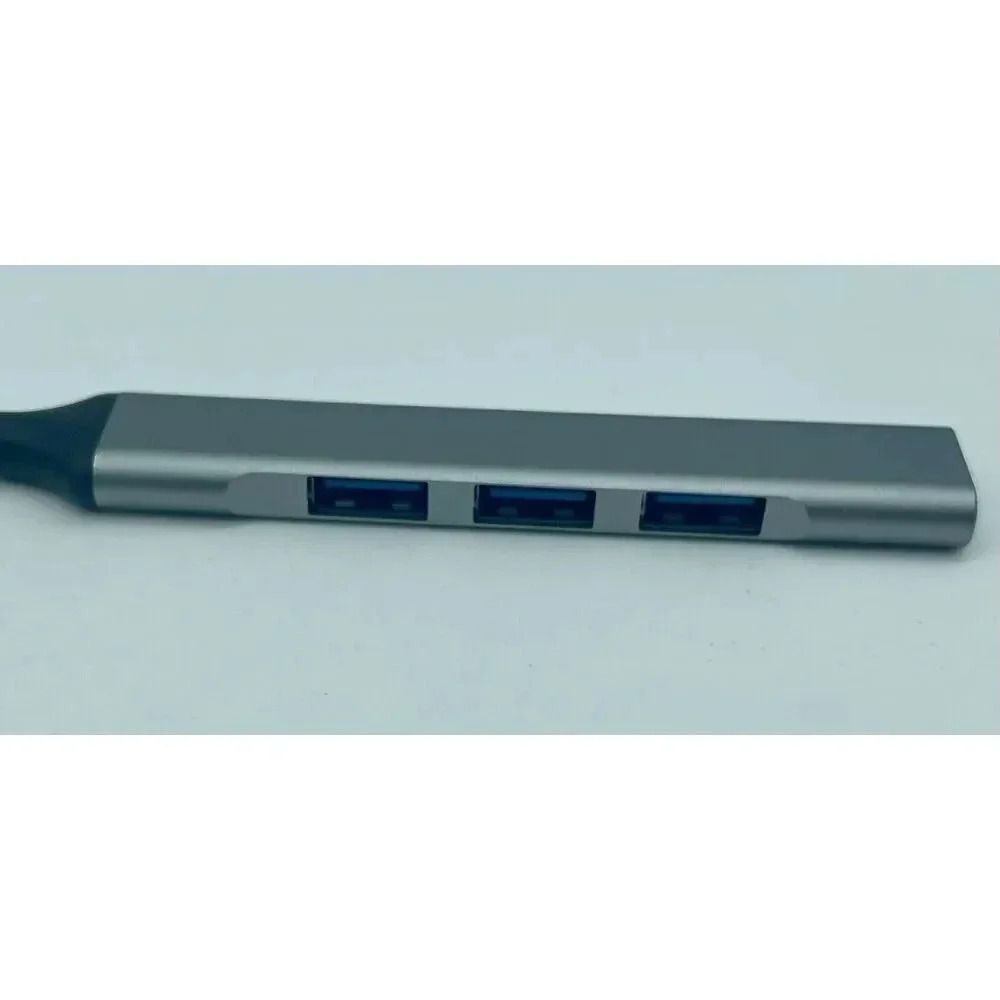 USB-C to 4 USB 2.0 Port Hub for Laptops Flash Drive Blue Gray Read Notes - Picture 2 of 4